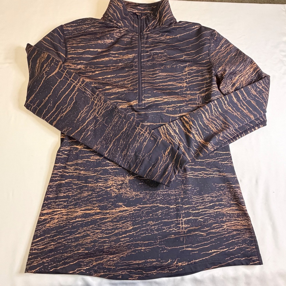Nike Pro Dri-FIT Womens XL Half Zip Pullover Metallic Copper Print AV9156-015